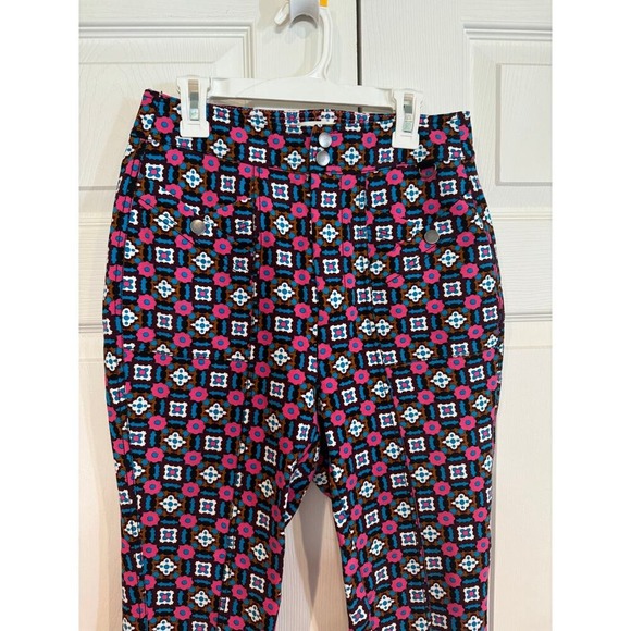 Patterned Pants High Waist Floral Print Button Fly Casual Stylish Trousers - Picture 5 of 9